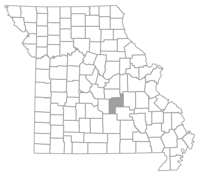 State of Missouri with county outlines, highlighting Phelps County.